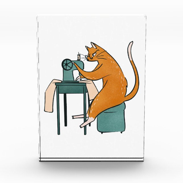 Vintage Cat Sewing Photo Block (Front)
