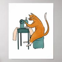 Vintage Cat Sewing