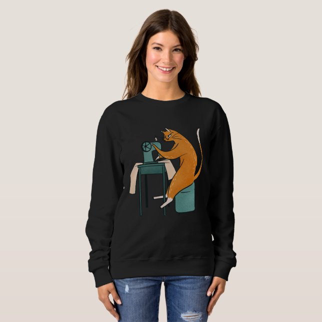 Vintage Cat Sewing Sweatshirt (Front Full)