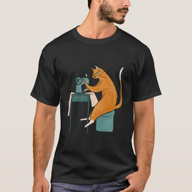 Vintage Cat Sewing T-Shirt (Front)
