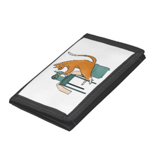 Vintage Cat Sewing Tri-fold Wallet