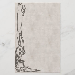 Vintage Cat, Skull & Owl Stationery