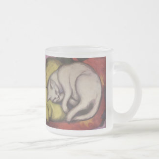 Vintage Cat Sleeping Frosted Glass Coffee Mug
