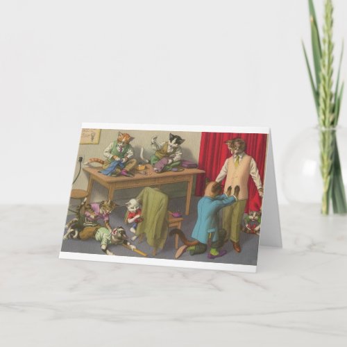 Vintage Cat Tailor Shop Note Card