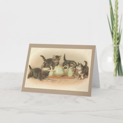 Vintage Cat Tea Party Card