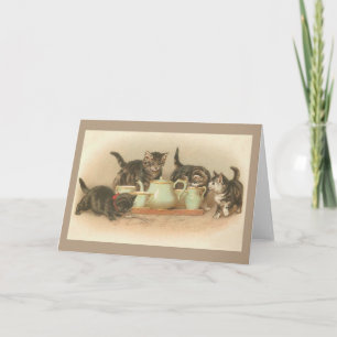Vintage Cat Tea Party Note Card