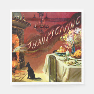 Vintage Cat Thanksgiving Napkins