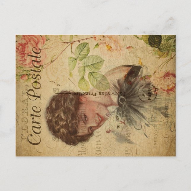 Vintage Cat Theme | Carte Postale | Cat Lady Postcard (Front)