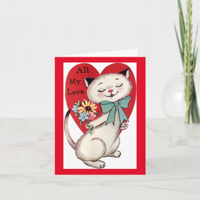 Vintage Cat Valentine Card (Front)