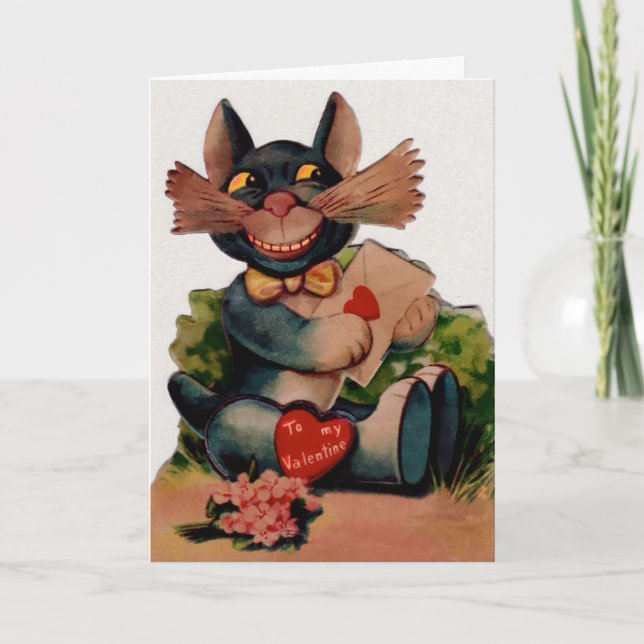 Vintage Cat Valentines Day Card (Front)