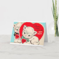 Vintage Cat Valentine's Day Greeting Card