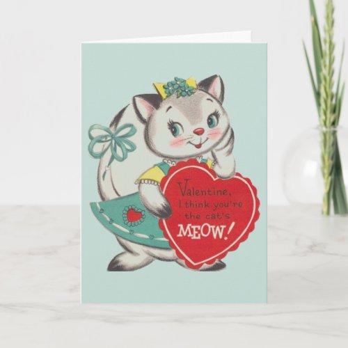 Vintage Cat Valentines Day Greeting Card