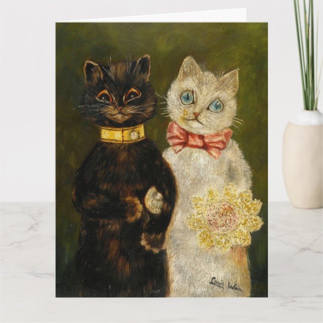 VINTAGE CAT WEDDING ANNIVERSARY GREETING CARD (Front)