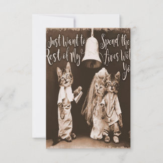 Vintage Cat Wedding |Cute Cat Design RSVP Card