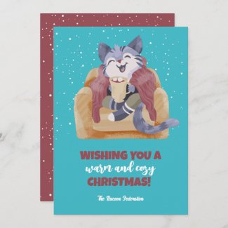 Vintage Cat Winter Holiday Merry Christmas
