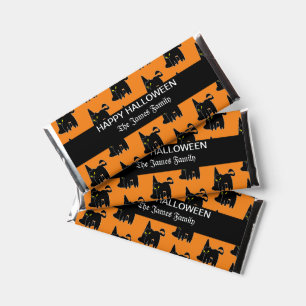 Vintage Cat Witch Hat Orange Happy Halloween Hershey Bar Favors