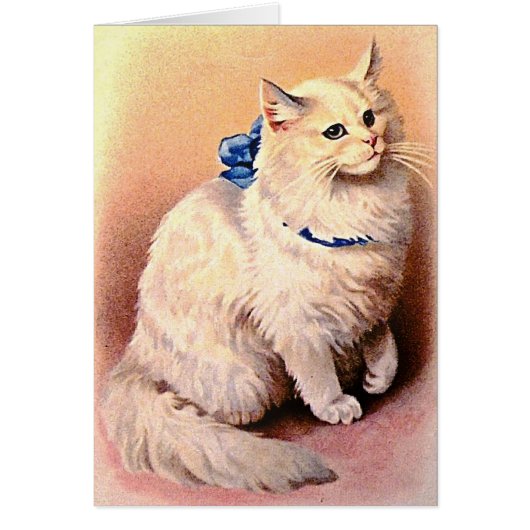 Vintage Cat with Blue Bow (Front)