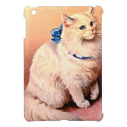 Vintage Cat With Blue Bow Ipad Mini Cover at Zazzle