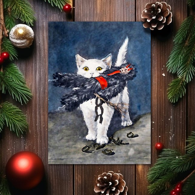 Vintage Cat with Krampus Christmas Card (Creator Uploaded)
