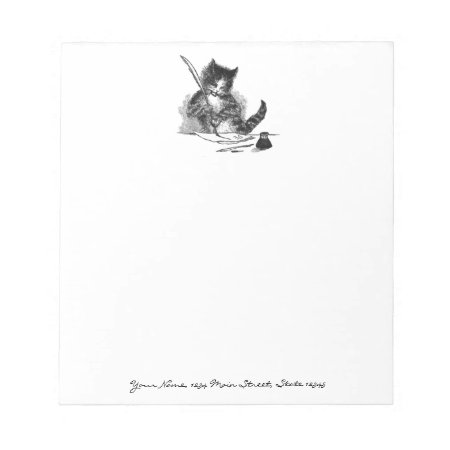 Vintage Cat Writing A Letter Notepad