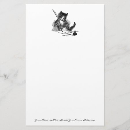 Vintage Cat Writing A Letter Stationery