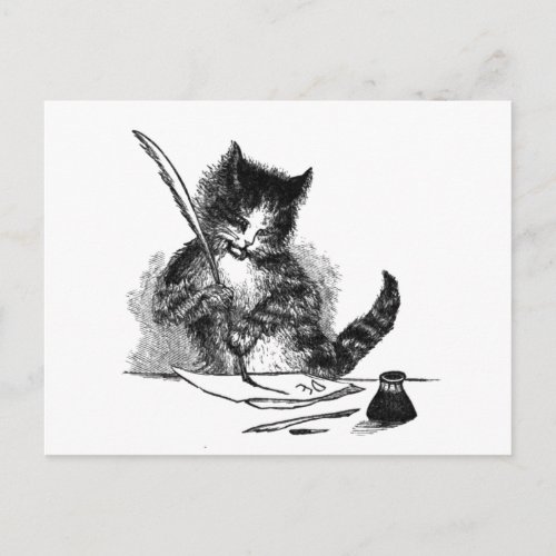 Vintage Cat Writing Postcard