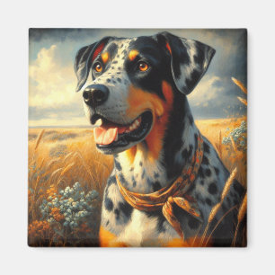 Vintage Catahoula Leopard Dog Painting Magnet