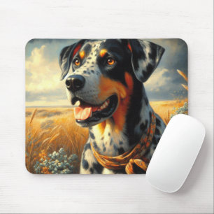 Vintage Catahoula Leopard Dog Painting Mouse Pad