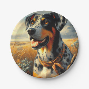 Vintage Catahoula Leopard Dog Painting Paper Plates