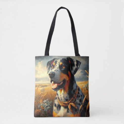 Vintage Catahoula Leopard Dog Painting Tote Bag