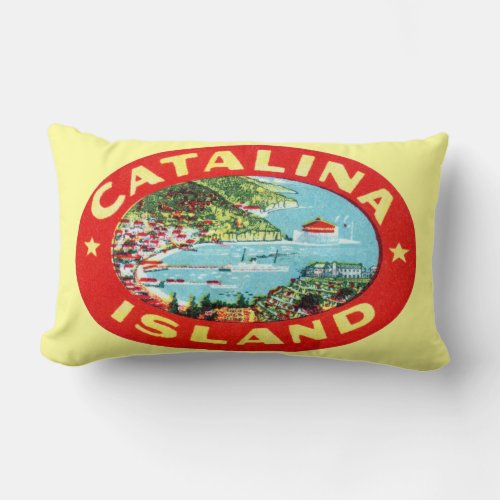 Vintage Catalina Island California Lumbar Pillow
