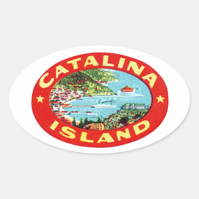 Vintage Catalina Island California Oval Sticker (Front)