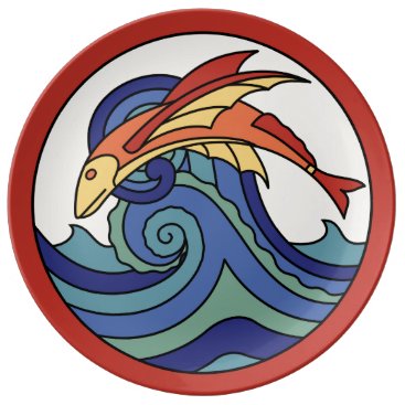 Vintage Catalina Island Flying Fish Tile Design Porcelain Plate