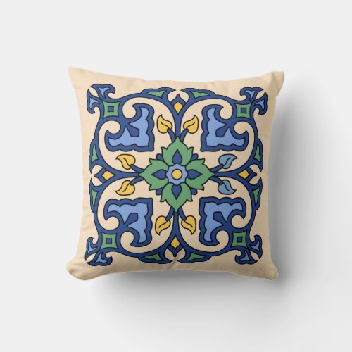 Vintage Catalina Island Tile Design Throw Pillow