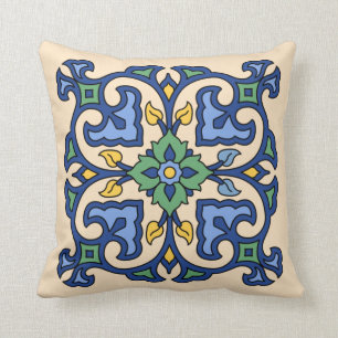 Vintage Catalina Island Tile Design Throw Pillow
