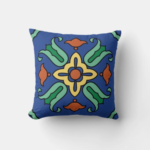 Vintage Catalina Island Tile Design Throw Pillow