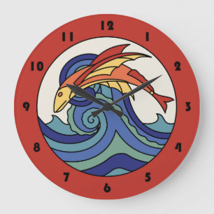 Vintage Catalina Island Tile Flying Fish Large Clock