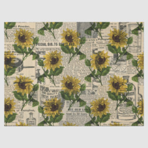 Vintage Catalog and Sunflowers Decoupage Tissue Paper