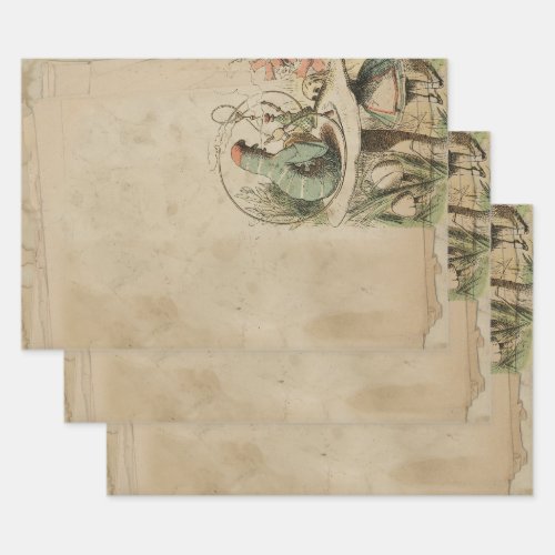 Vintage Caterpillar Alice in Wonderland Wrapping Paper Sheets