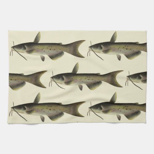 Vintage Catfish Fishing Marine Life River Fish Kitchen Towel