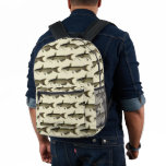 Vintage Catfish Fishing, Marine Life River Fish Printed Backpack