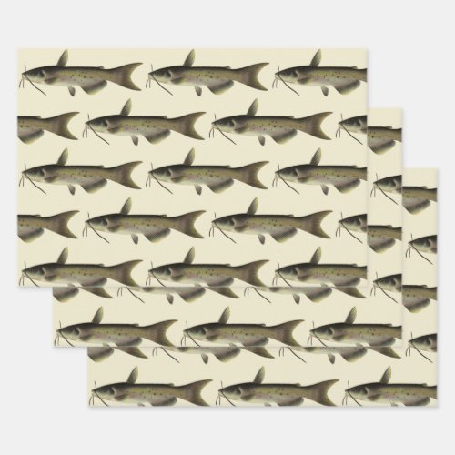 Vintage Catfish Fishing Marine Life River Fish Wrapping Paper Sheets