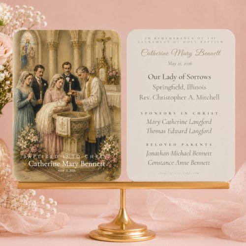 Vintage Catholic Baby Baptism Remembrance Keepsake Business Card