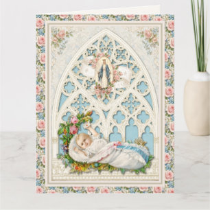 Vintage Catholic Baby Congratulations Greeting Card