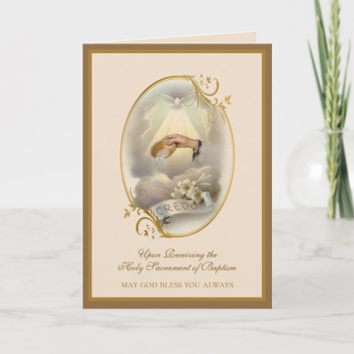 Vintage Catholic Baptism Blessing Card