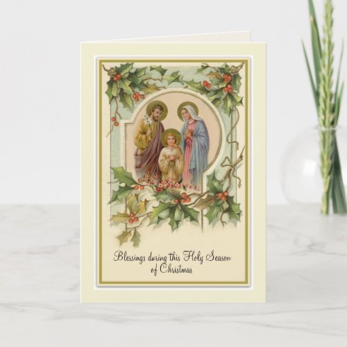 Vintage Catholic Christmas Jesus Holy Family Card
