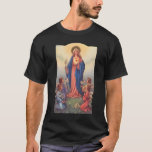 Vintage Catholic Holy Card Mary And Four Angels T-shirt at Zazzle
