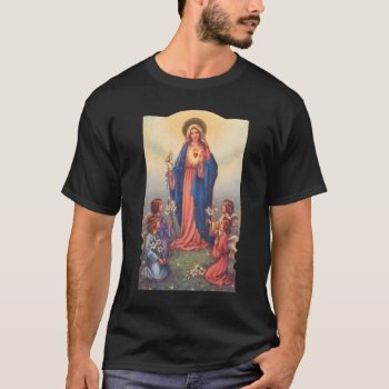 Vintage Catholic Holy Card Mary And Four Angels T-shirt by seemonkee at Zazzle