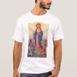Vintage Catholic Holy Card Mary And Four Angels T-shirt at Zazzle