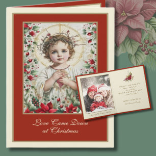 Vintage Catholic Jesus Christmas Photo Holiday Card